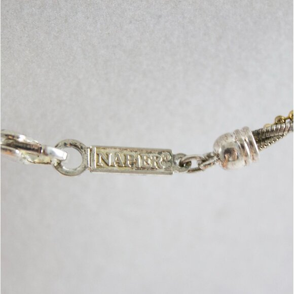Vintage Napier Twisted Rope Chain Necklace Silver & Gold Signed 24" - Picture 4 of 4